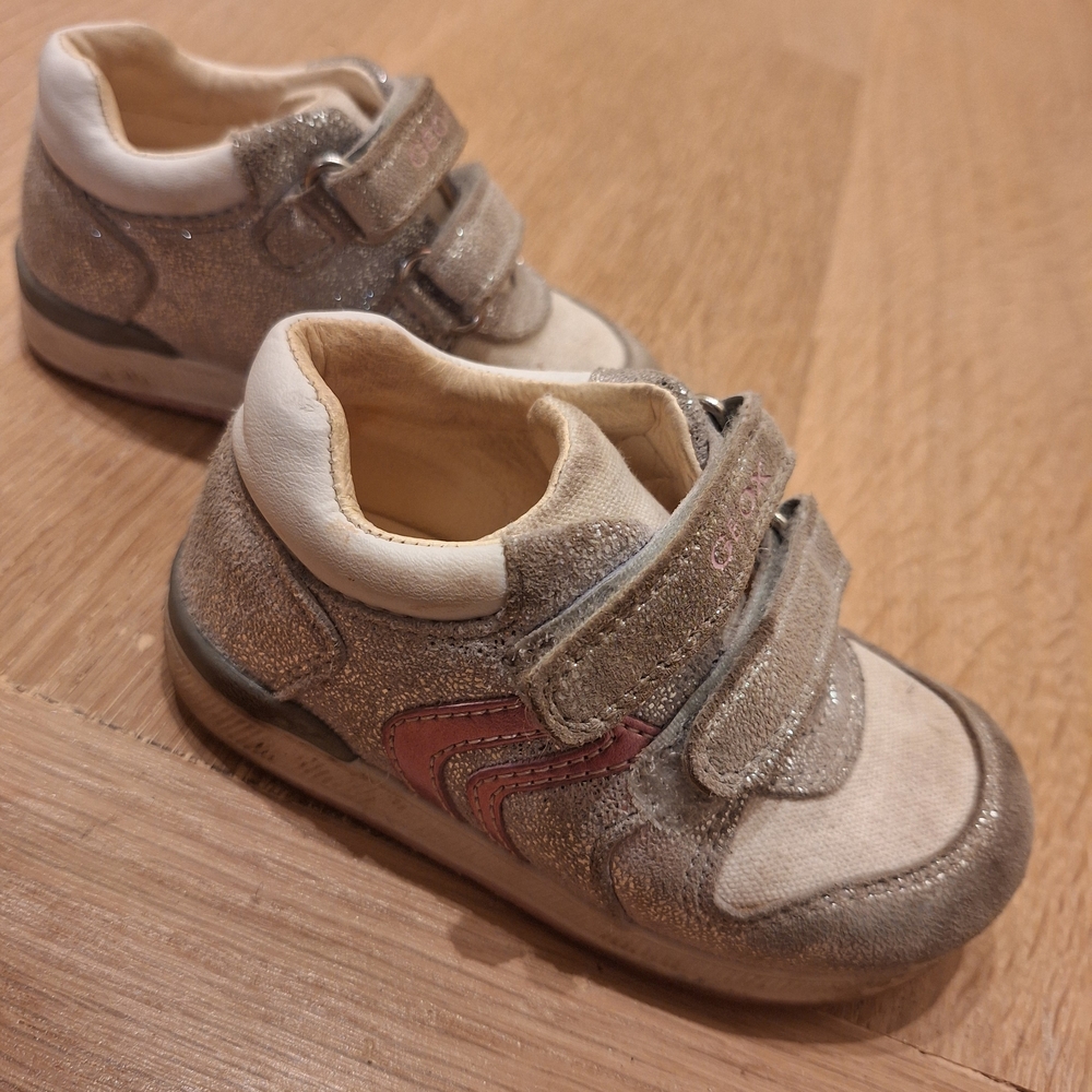 Geox Silver and Pink Kids Sneakers